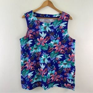 Jockey 100% Organic Cotton Tropical Beachy Floral Tank Shirt